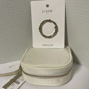 Set of TWO J. Crew Accessories 1  Pouch,  and 1 Rhinestone Circle Barrette NWT